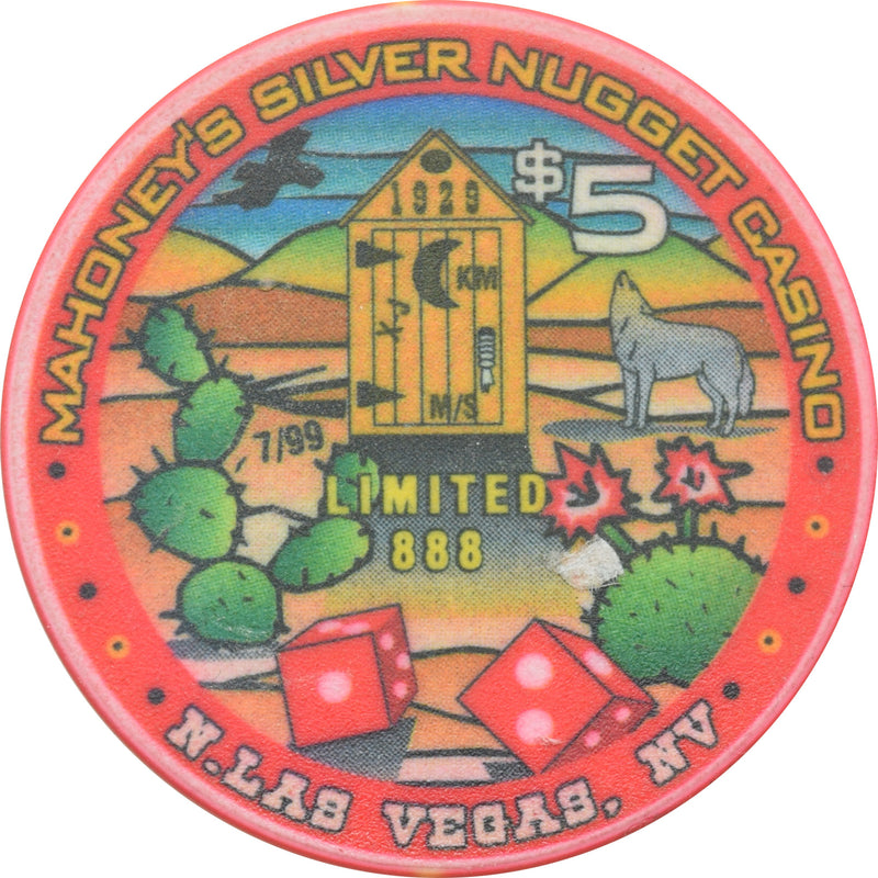 Mahoney's Silver Nugget Casino N. Las Vegas Nevada $5 Outhouse Chip 1999