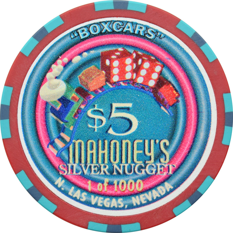 Mahoney's Silver Nugget Casino N. Las Vegas Nevada $5 Boxcars Chip 1997