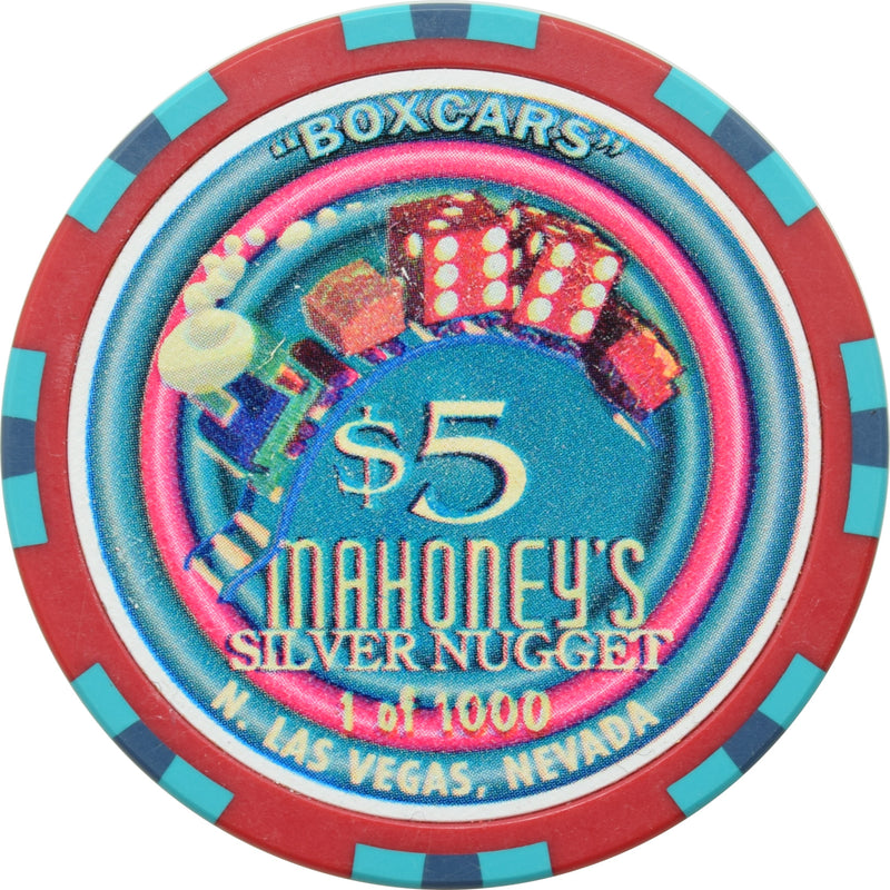 Mahoney's Silver Nugget Casino N. Las Vegas Nevada $5 Boxcars Chip 1997