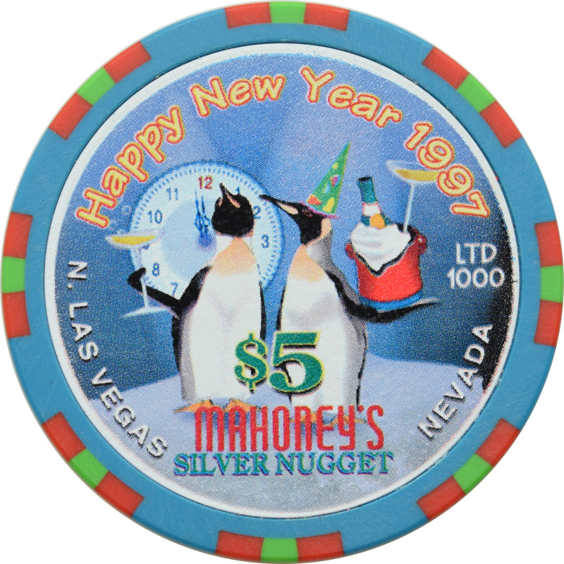 Mahoney's Silver Nugget Casino N. Las Vegas Nevada $5 Christmas 1996 / New Years 1997 Chip