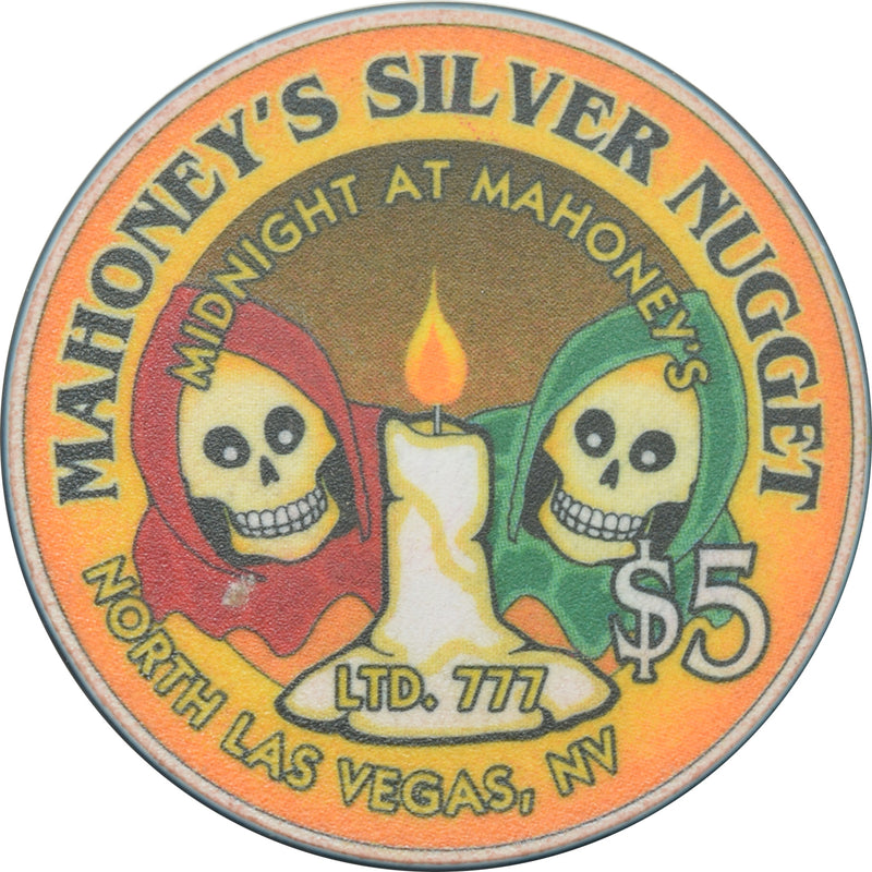 Mahoney's Silver Nugget Casino N. Las Vegas Nevada $5 Midnight at Mahoney's Chip 1999