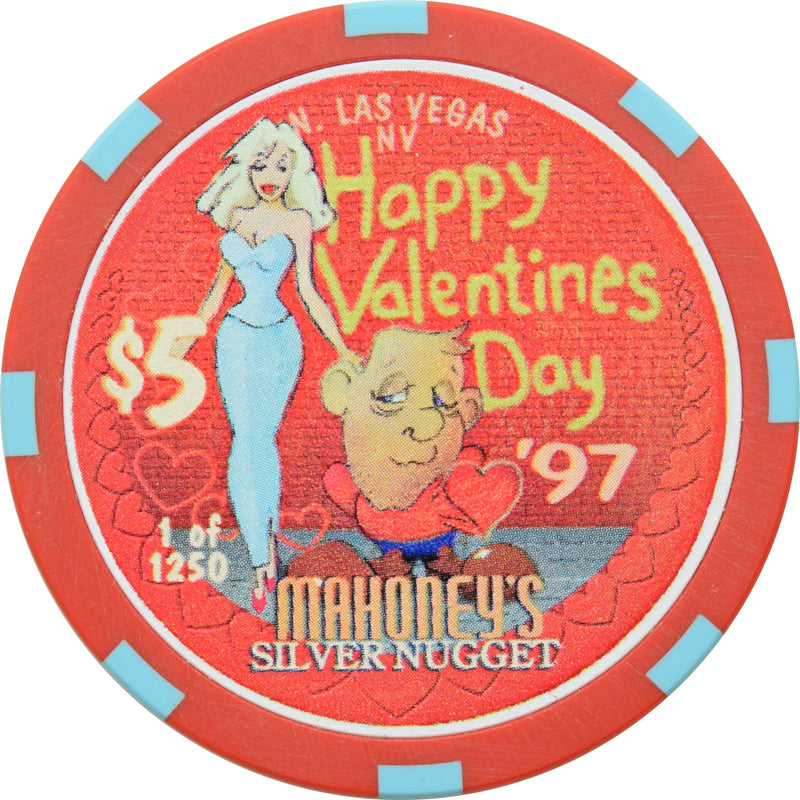 Mahoney's Silver Nugget Casino N. Las Vegas Nevada $5 Valentine's Day Chip 1997