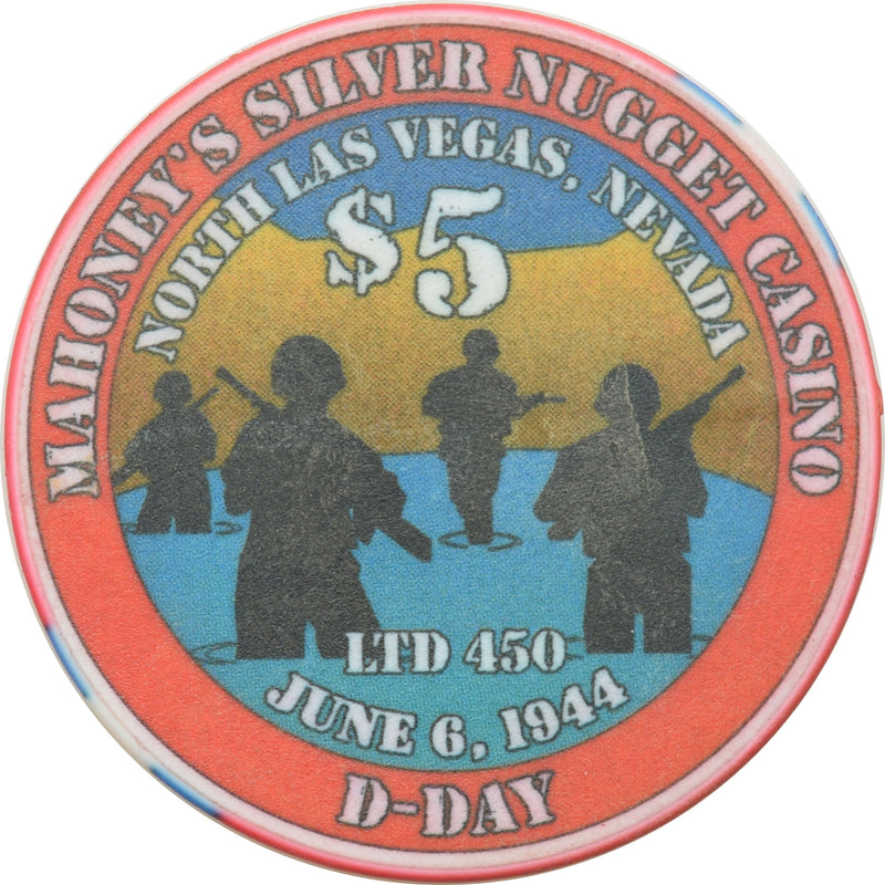 Mahoney's Silver Nugget Casino N. Las Vegas Nevada $5 D Day Chip 2002