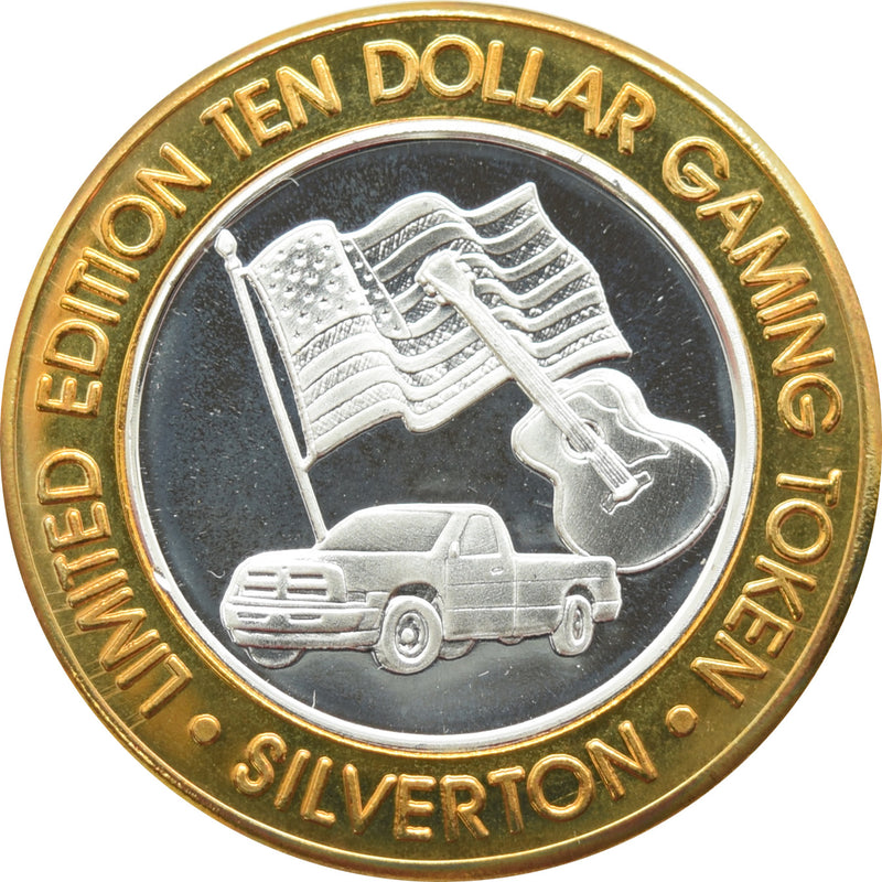 Silverton Casino Las Vegas "Guitar & Pickup" $10 Silver Strike .999 Fine Silver 1998