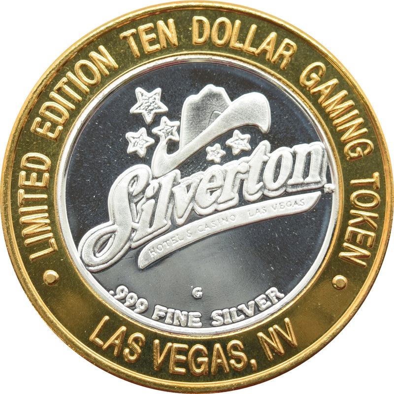 Silverton Casino Las Vegas "Guitar & Pickup" $10 Silver Strike .999 Fine Silver 1998