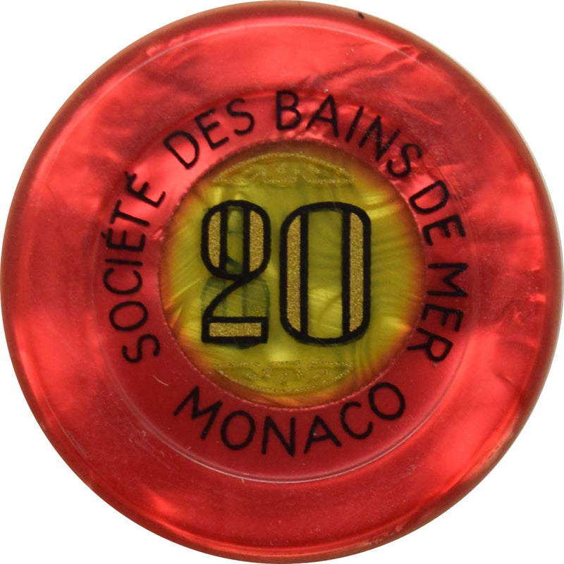 Societé des Bains de Mer- Casino de Monte Carlo 20 MCF Jeton Monte Carlo Monaco 44 mm