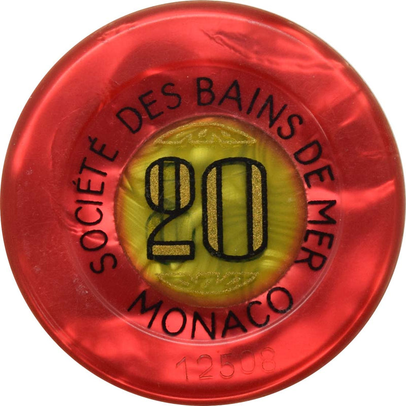 Societé des Bains de Mer- Casino de Monte Carlo 20 MCF Jeton Monte Carlo Monaco 44 mm