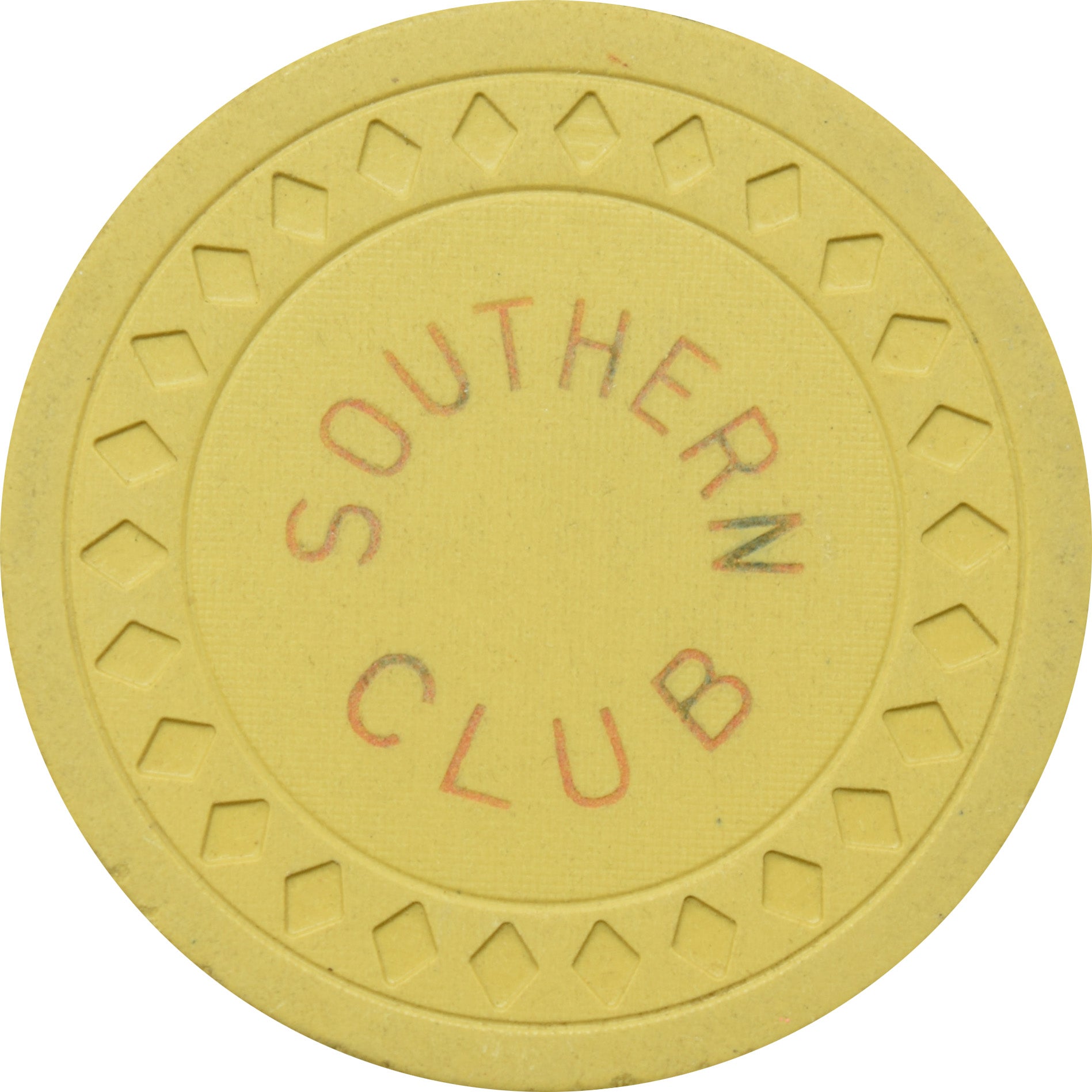 Southern Club Illegal Casino Hot Springs Arkansas $1 Chip Solid Yellow