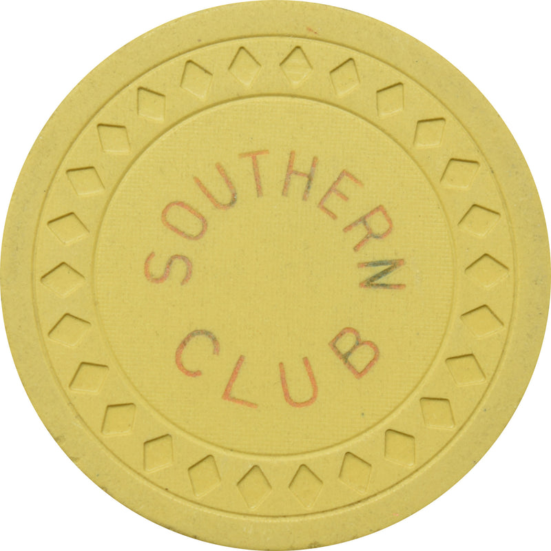 Southern Club Illegal Casino Hot Springs Arkansas $1 Chip Solid Yellow