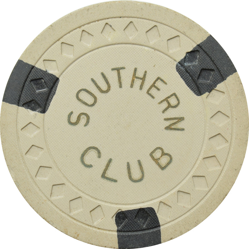 Southern Club Illegal Casino Hot Springs Arkansas $1 Chip White with Black Edgespots
