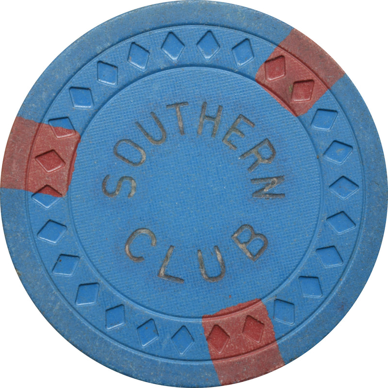 Southern Club Illegal Casino Hot Springs Arkansas $5 Chip Blue with Red Edgespots