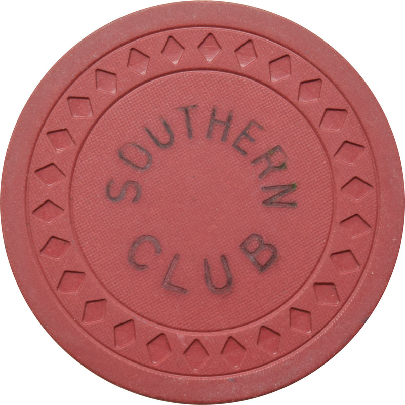 Southern Club Illegal Casino Hot Springs Arkansas $5 Chip Solid Red