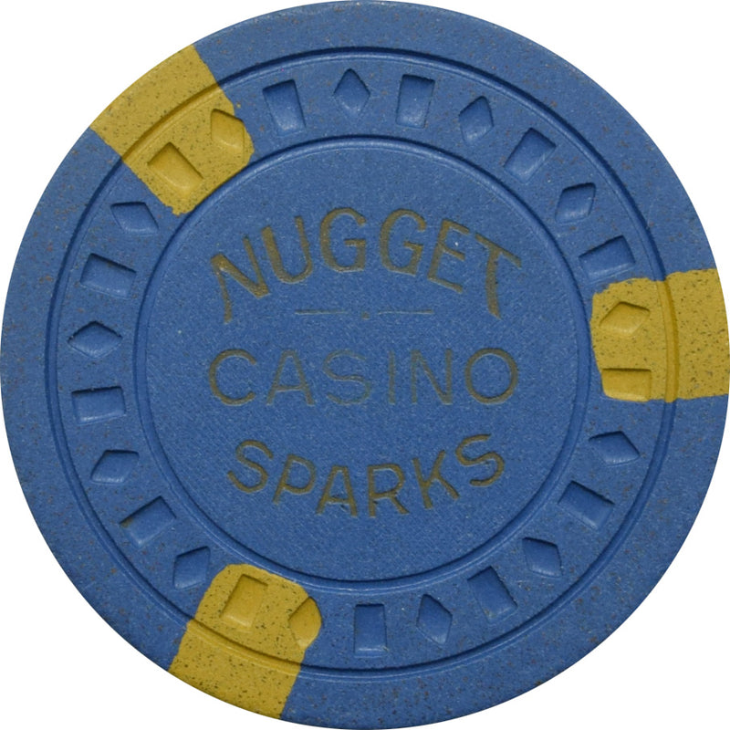 Sparks Nugget Casino Sparks Nevada Blue/Yellow Chip 1955
