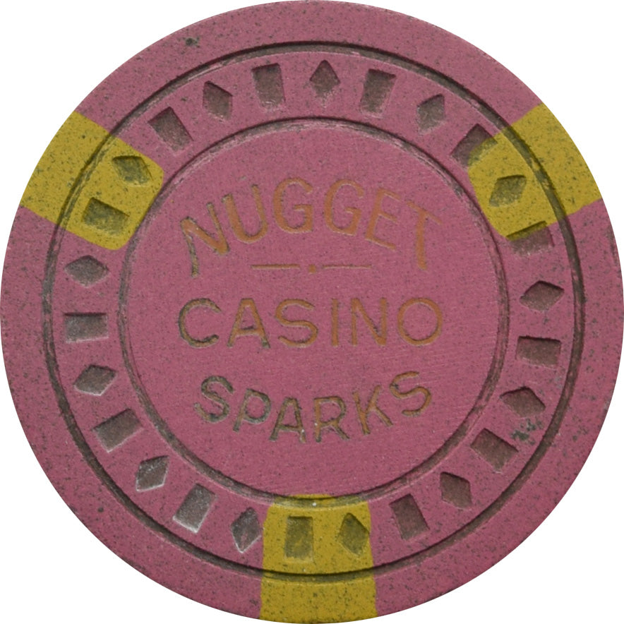 Sparks Nugget Casino Sparks Nevada Purple/Yellow Chip 1955