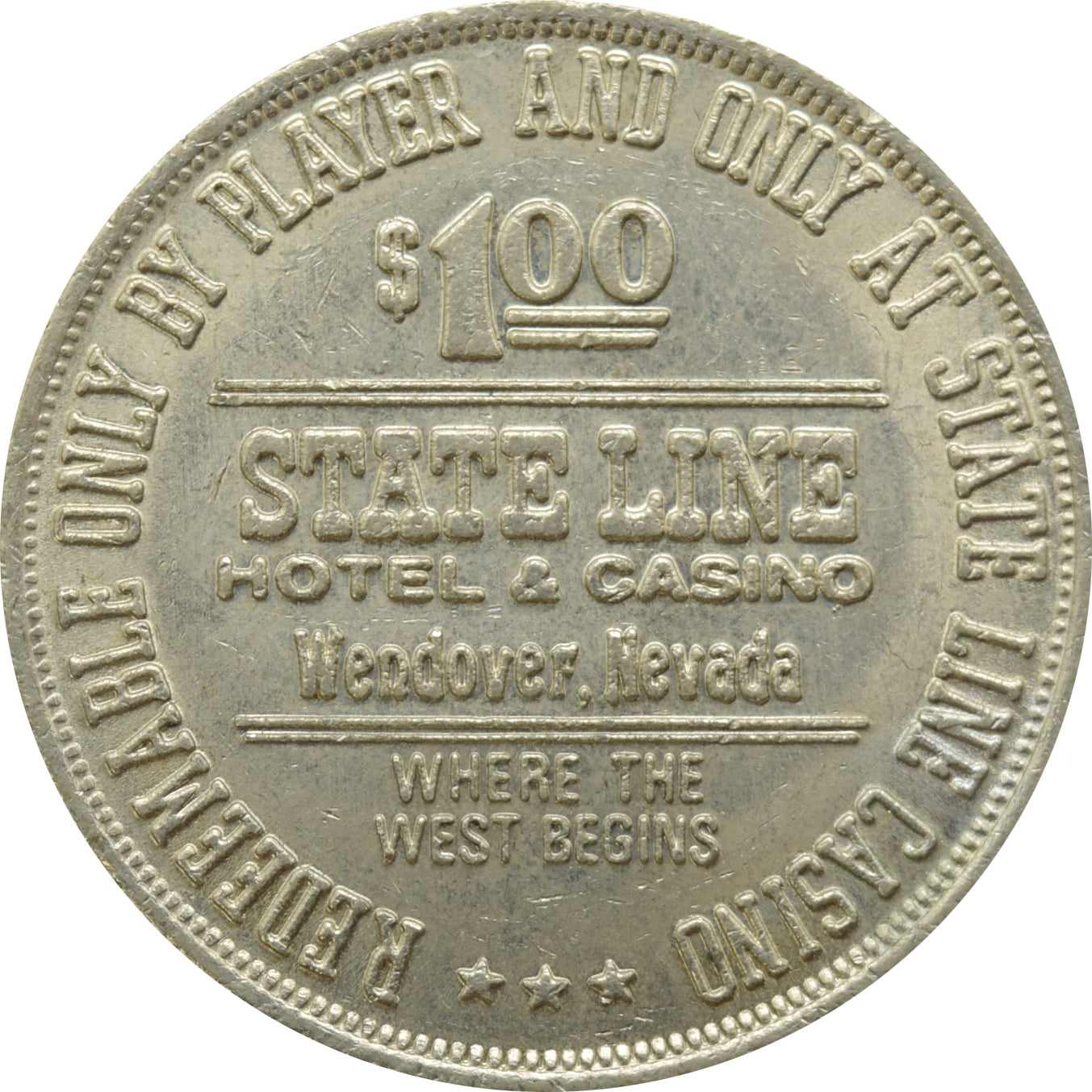 State Line Casino Wendover NV $1 Token 1979