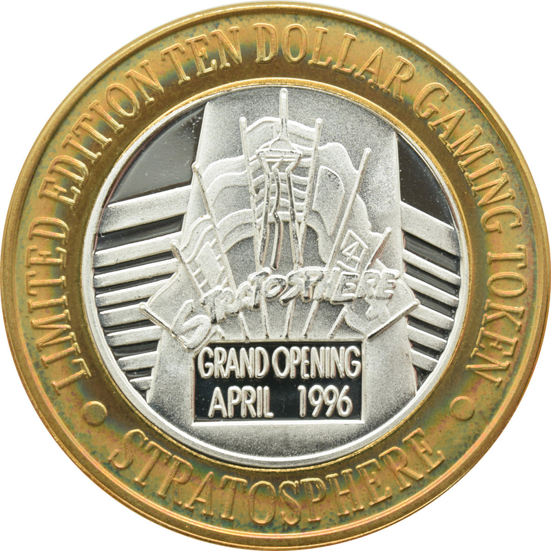 Stratosphere Casino Las Vegas "Grand Opening, April 1996" $10 Silver Strike .999 Fine Silver 1996