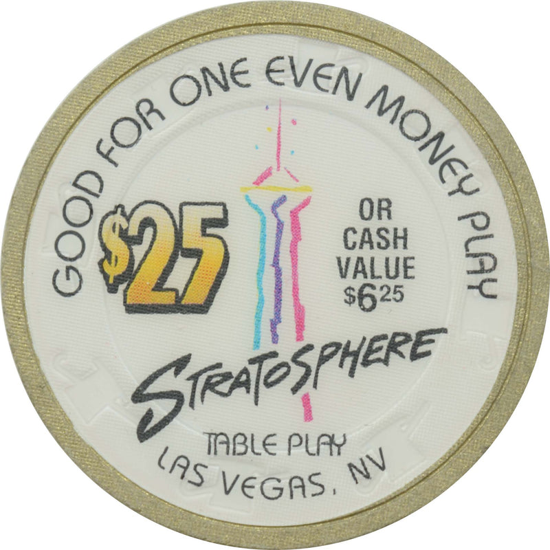 Stratosphere Casino Las Vegas Nevada $25 Or Cash Value $6.25 Chip 1996