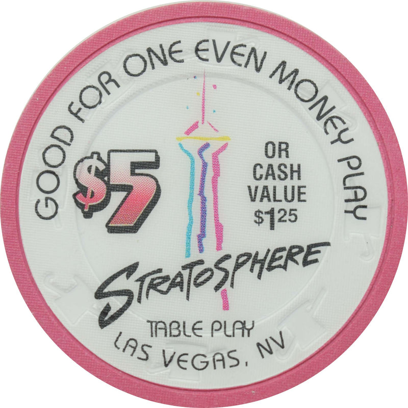 Stratosphere Casino Las Vegas Nevada $5 Or Cash Value $1.25 Chip 1996
