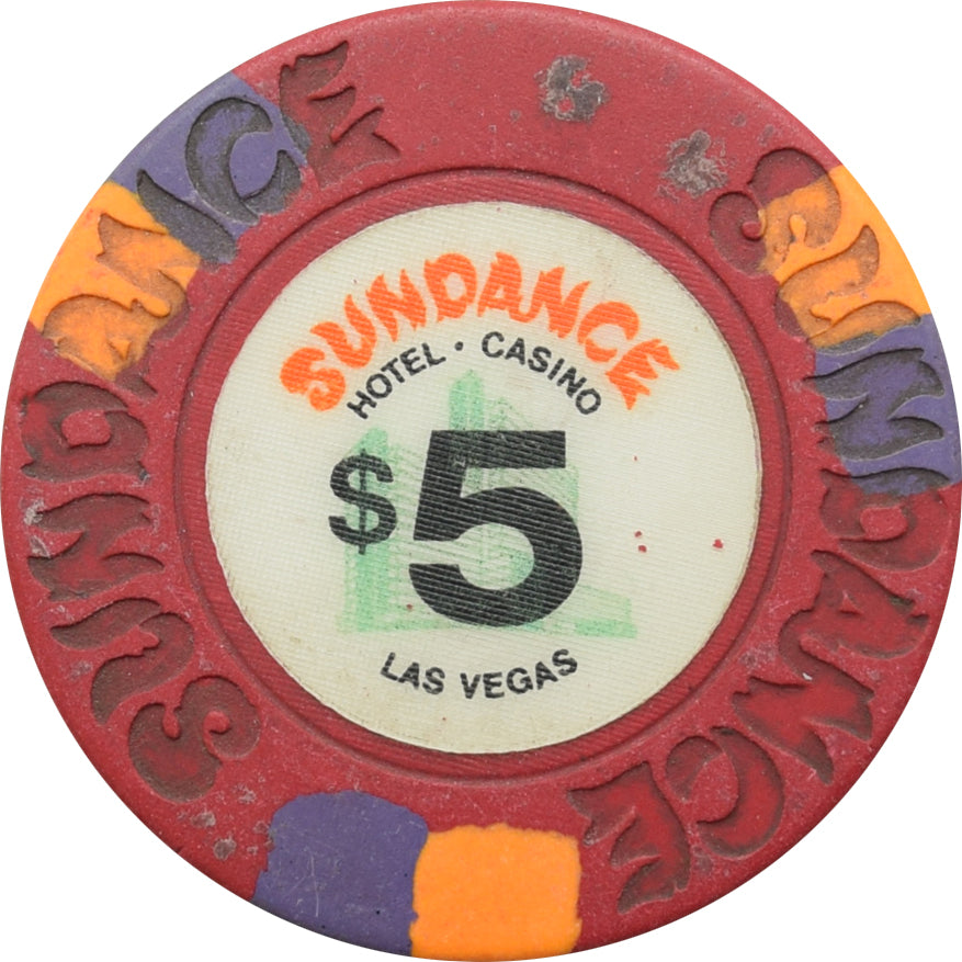 Sundance Casino Las Vegas Nevada $5 Chip 1980s Circulated