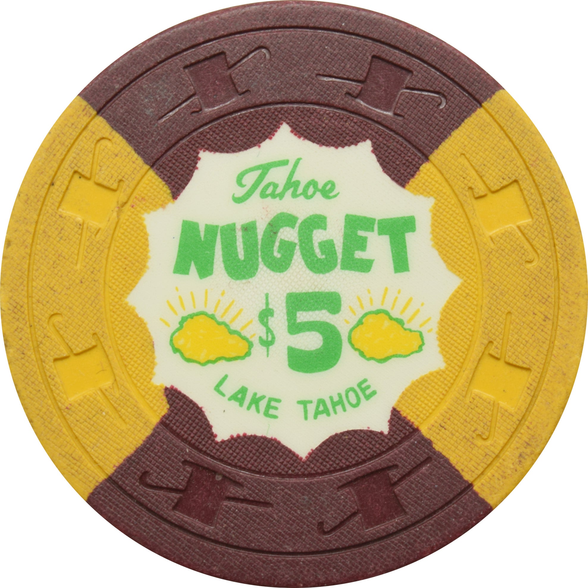 Tahoe Nugget Casino Lake Tahoe Nevada $5 Chip 1962