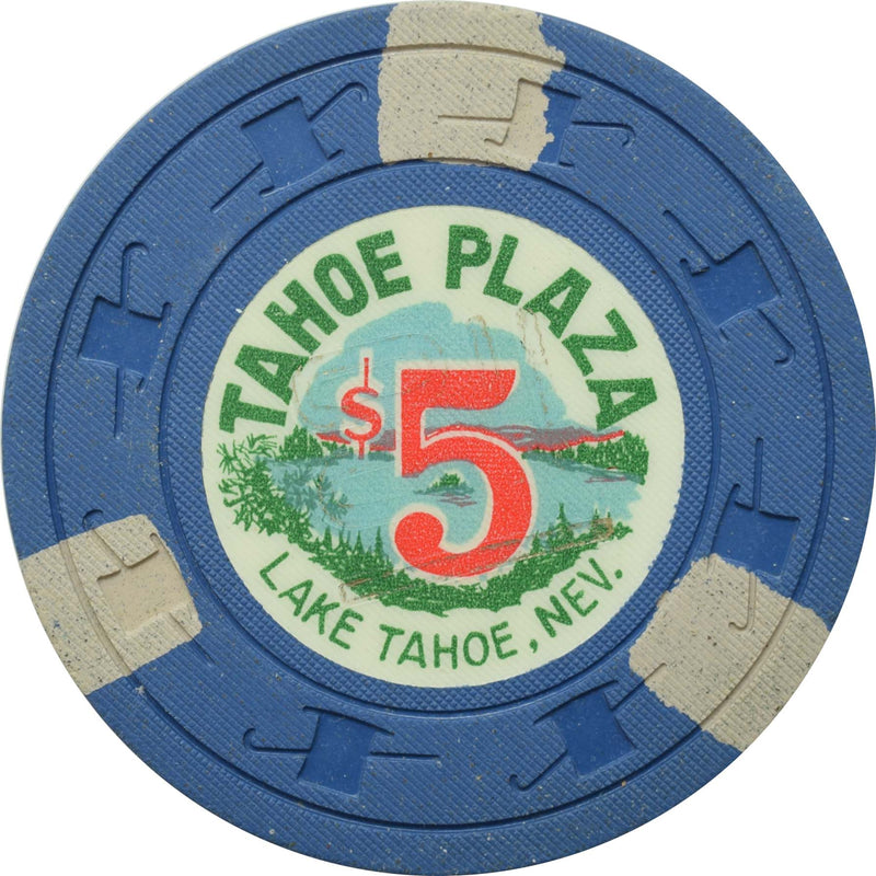 Tahoe Plaza Casino Lake Tahoe Nevada $5 Cancelled Chip 1960