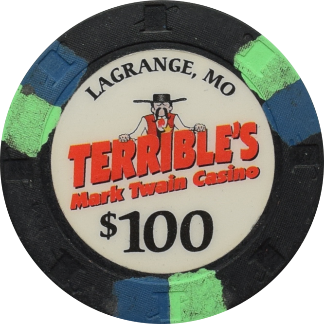 Terrible's Mark Twain Casino La Grange Missouri $100 Primary Chip