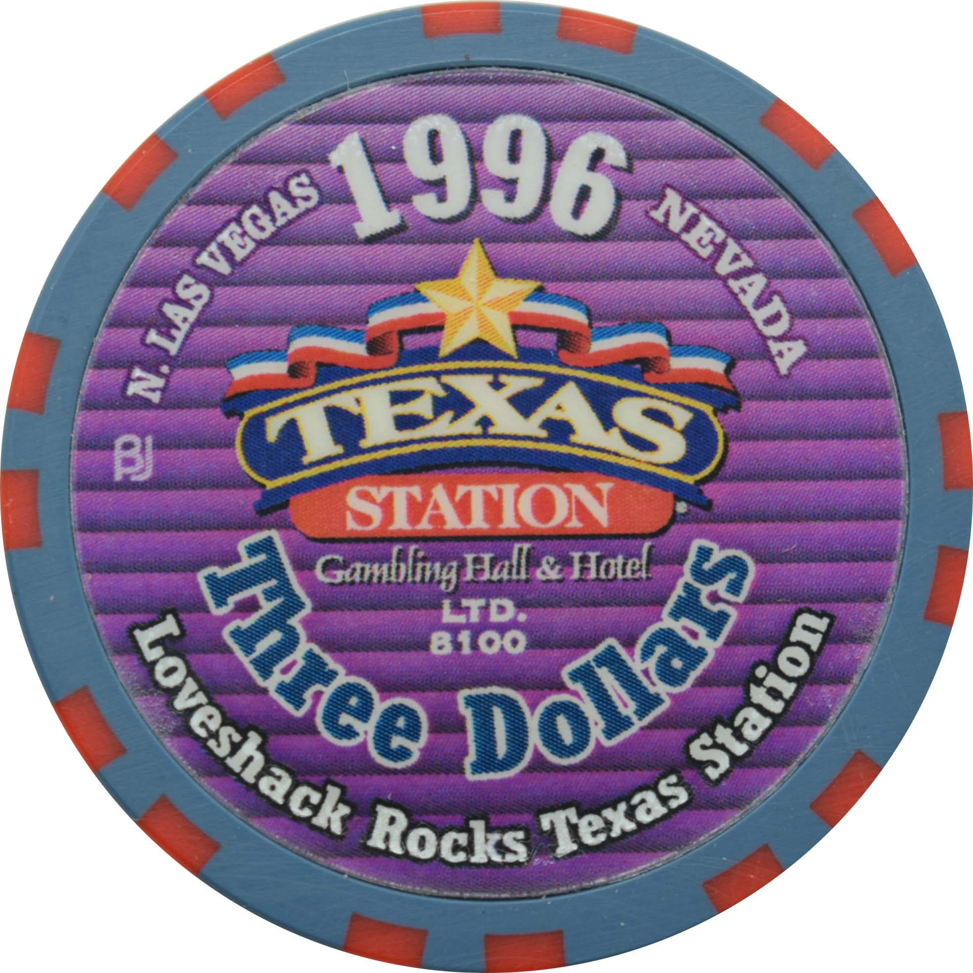 Texas Station Casino N. Las Vegas Nevada $3 Love Shack Chip 2006