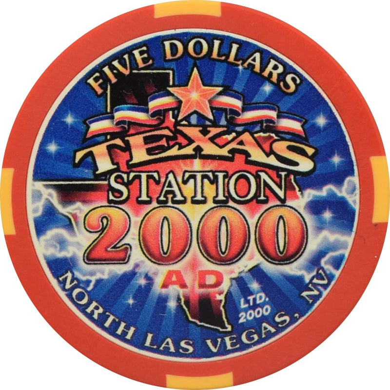 Texas Station Casino North Las Vegas Nevada $5 Millennium Chip 1999