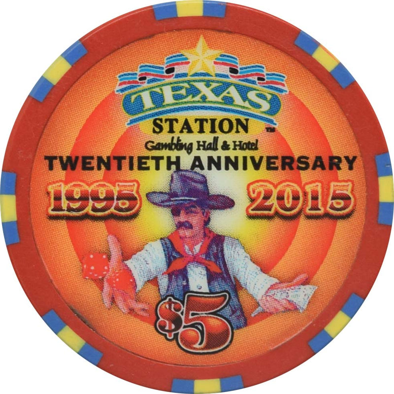 Texas Station Casino North Las Vegas Nevada $5 20th Anniversary Chip 2015