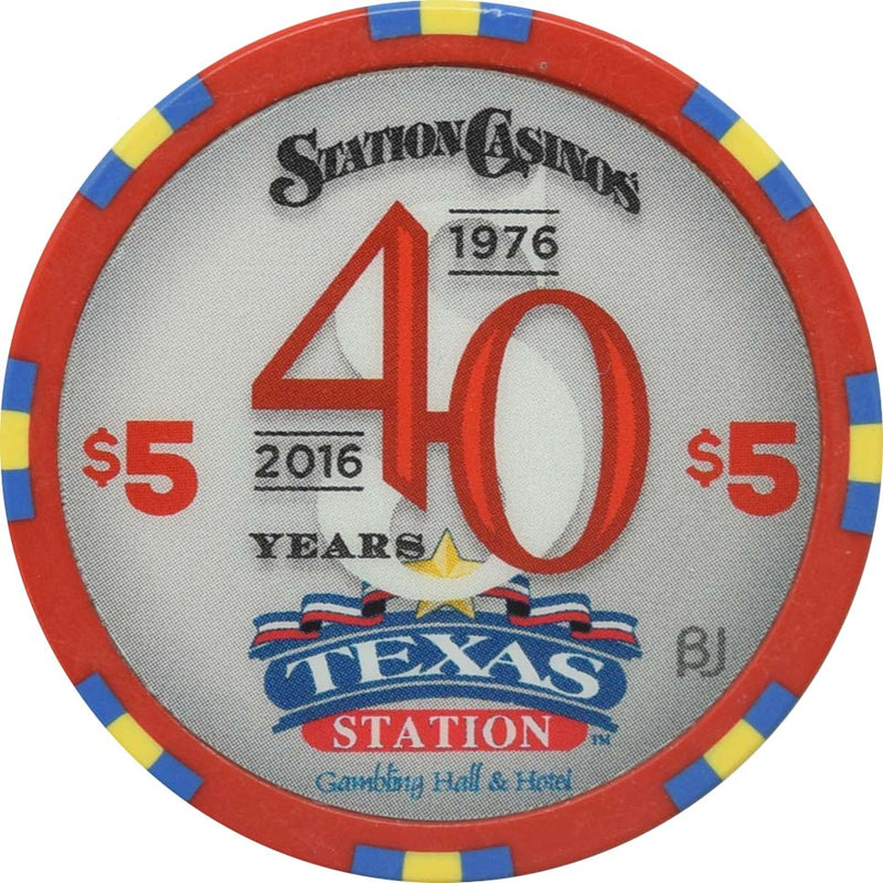 Texas Station Casino North Las Vegas Nevada $5 Station Casinos 40th Anniversary Chip 2016