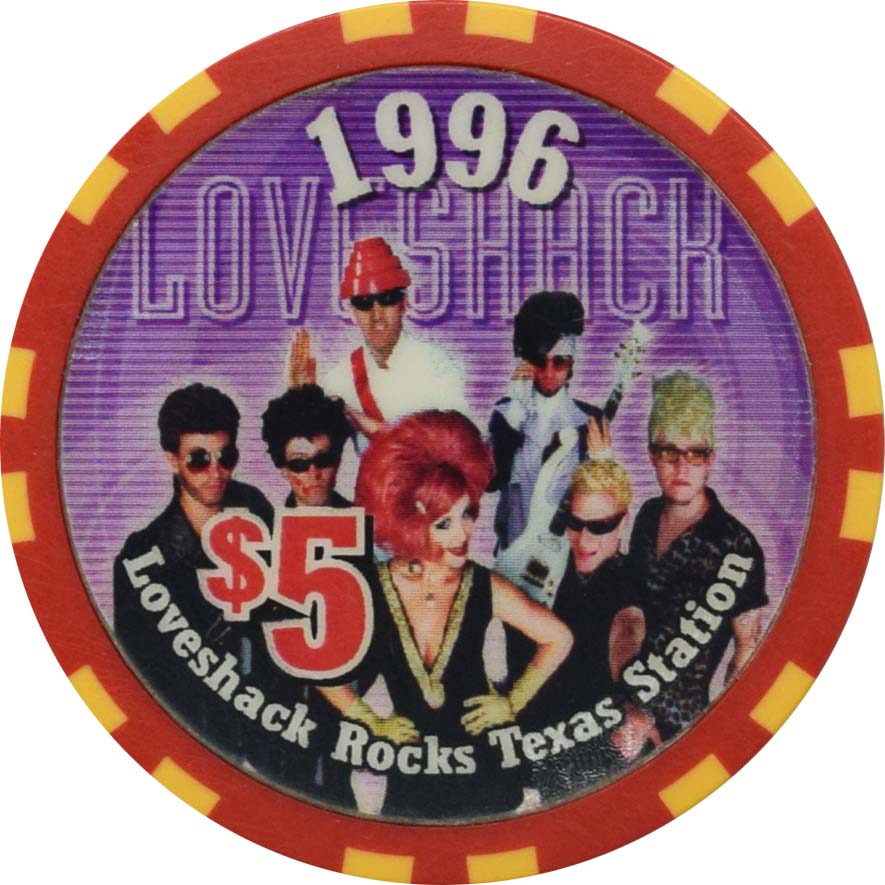 Texas Station Casino North Las Vegas Nevada $5 Love Shack Chip 1996