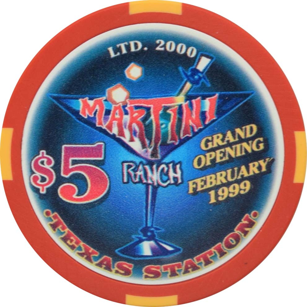 Texas Station Casino North Las Vegas Nevada $5 Martini Ranch Grand Opening Chip 1999