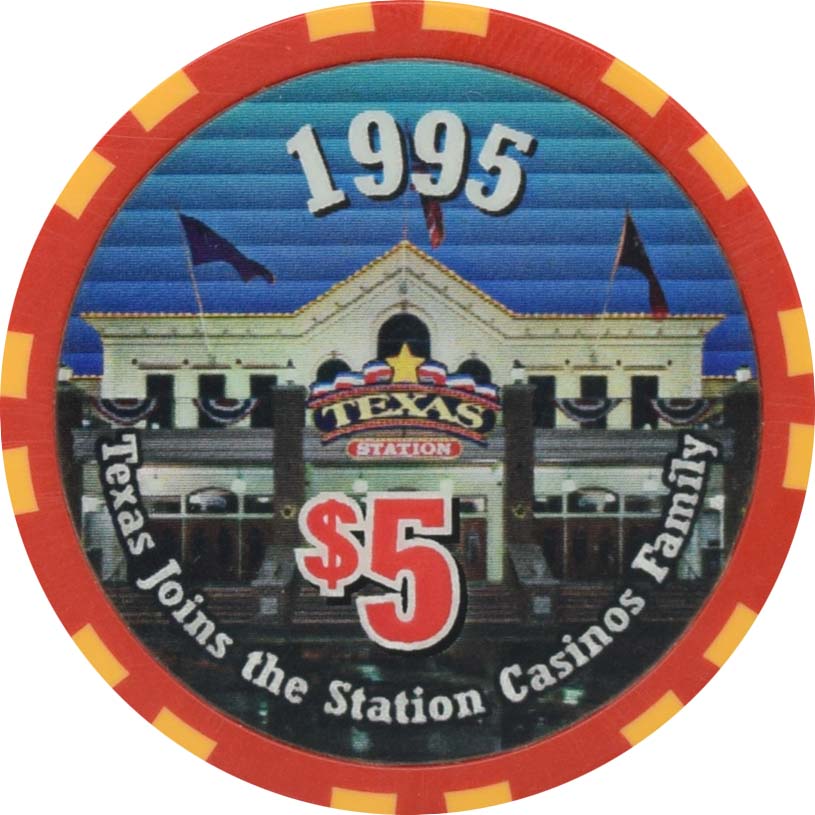 Texas Station Casino North Las Vegas Nevada $5 6th Anniversary Chip 2001