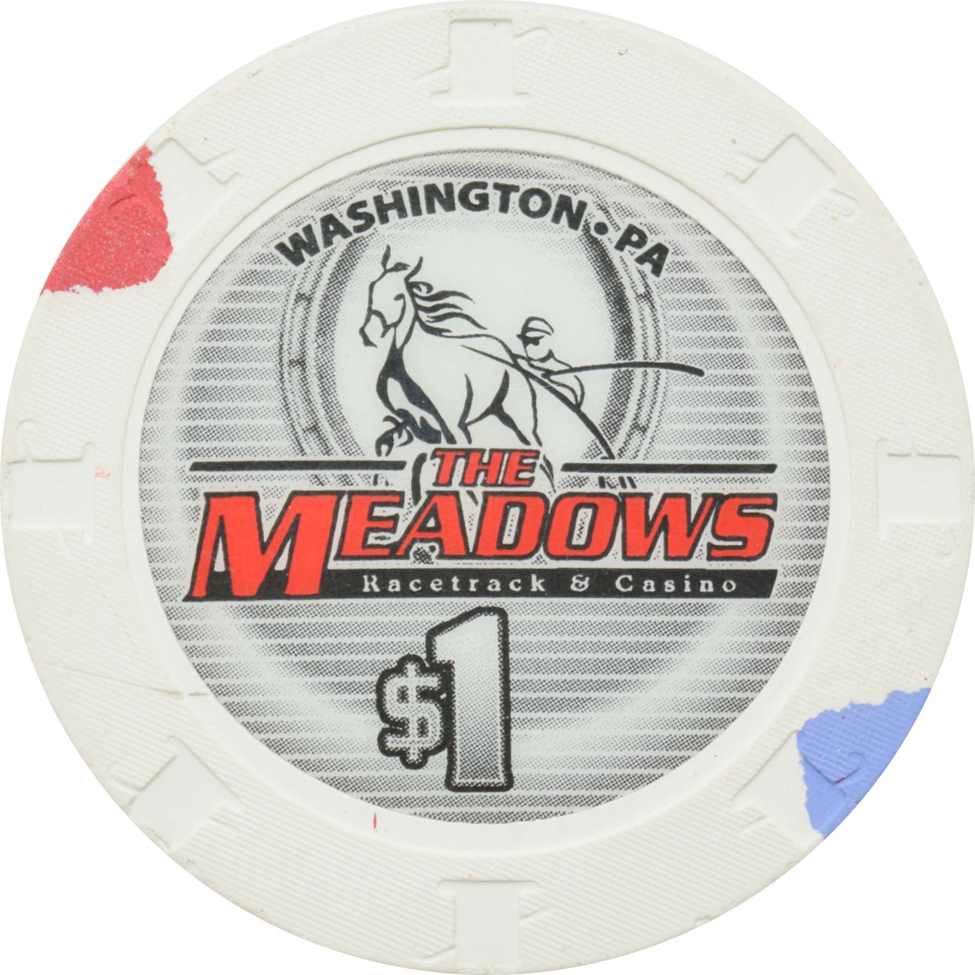 The Meadows Racetrack & Casino Washington Pennsylvania $1 Chip 2010