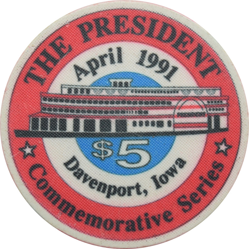 The President Casino Davenport Iowa $5 Chip