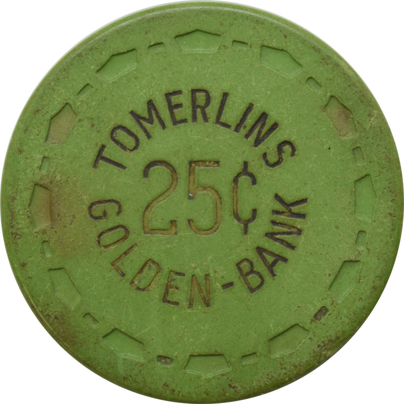 Tomerlin's Golden Bank Club Reno Nevada 25 Cent Chip 1950s