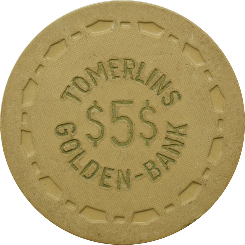 Tomerlin's Golden Bank Club Reno Nevada $5 Chip 1950s