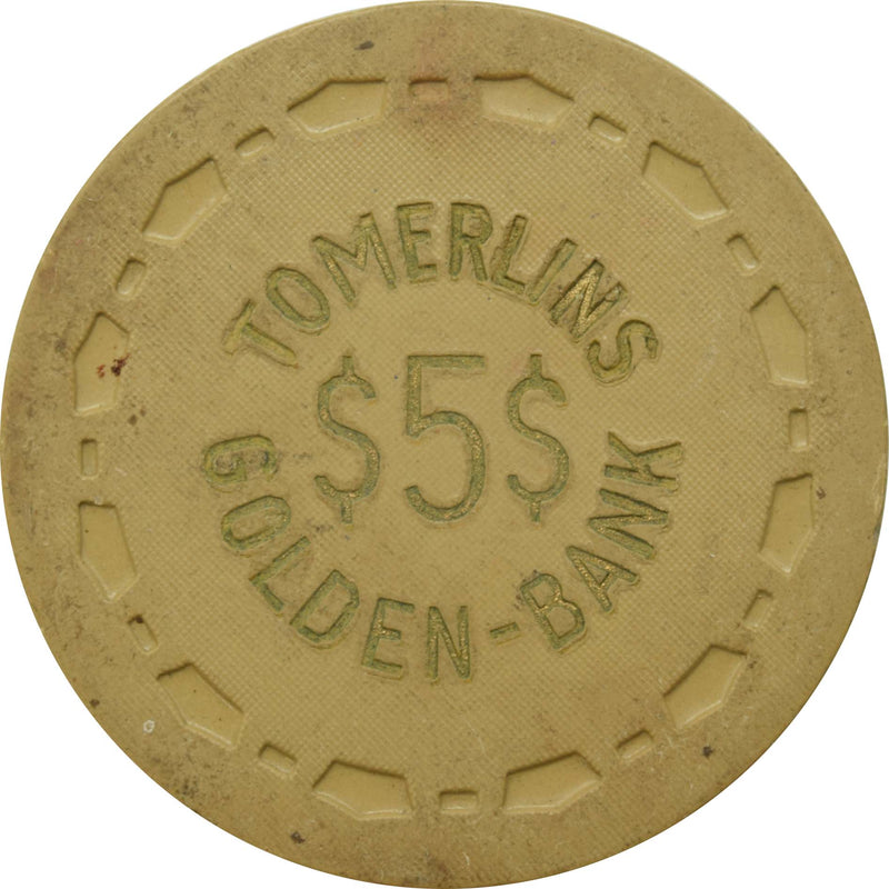 Tomerlin's Golden Bank Club Reno Nevada $5 Chip 1950s