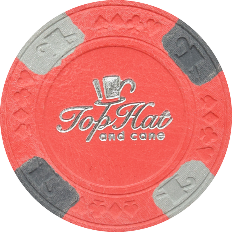 Top Hat and Cane (WTHC) Silver Hot Stamped Red Chip