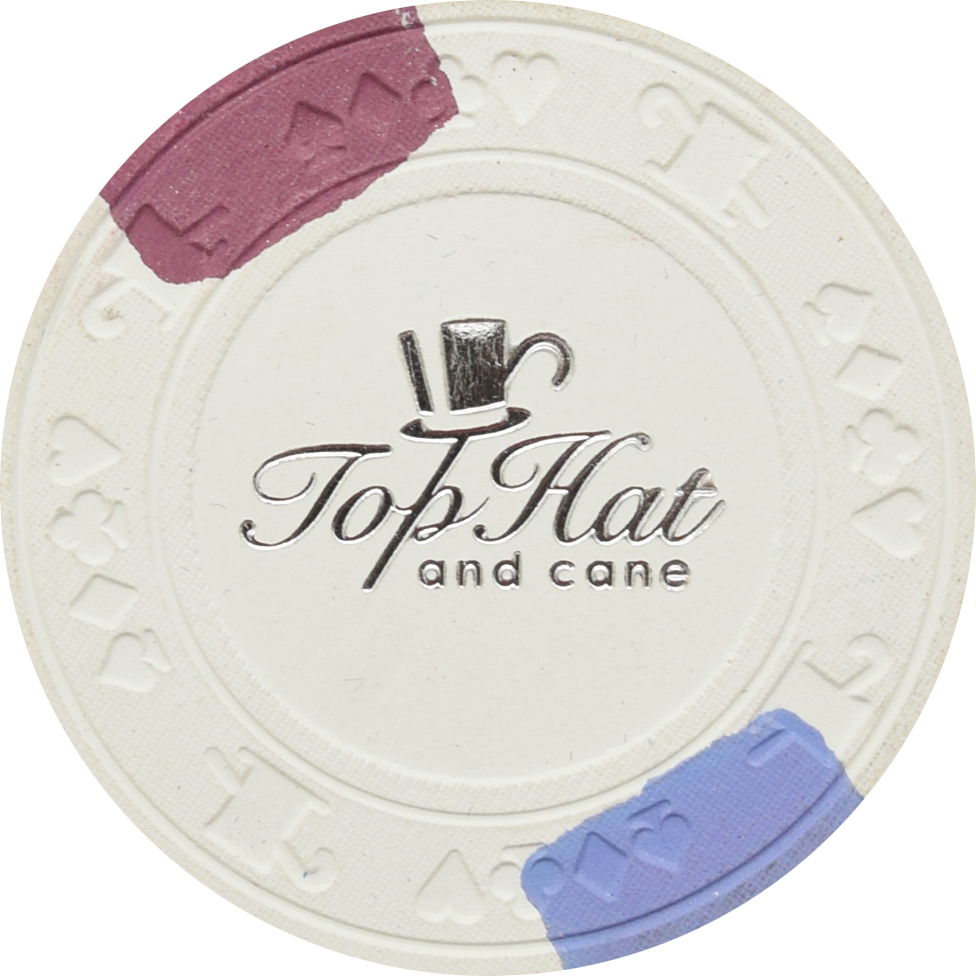 Top Hat and Cane (WTHC) Silver Hot Stamped White Chip