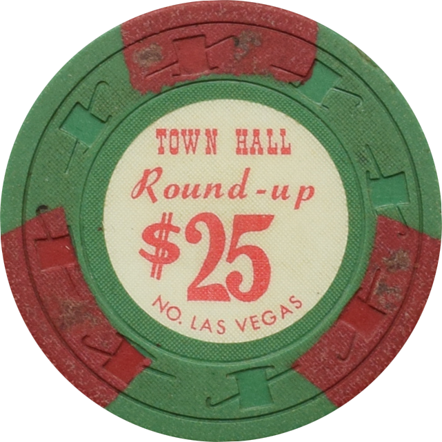Town Hall Round-Up Casino N. Las Vegas Nevada $25 Chip 1962