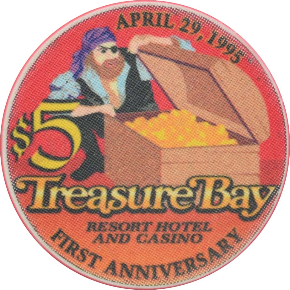 Treasure Bay Casino Biloxi Mississippi $5 1st Anniversary Chip