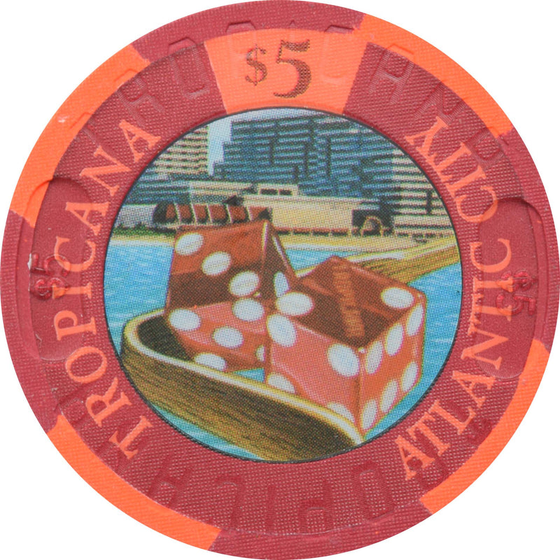 Tropicana Casino Atlantic City New Jersey $5 Floating Dice Chip