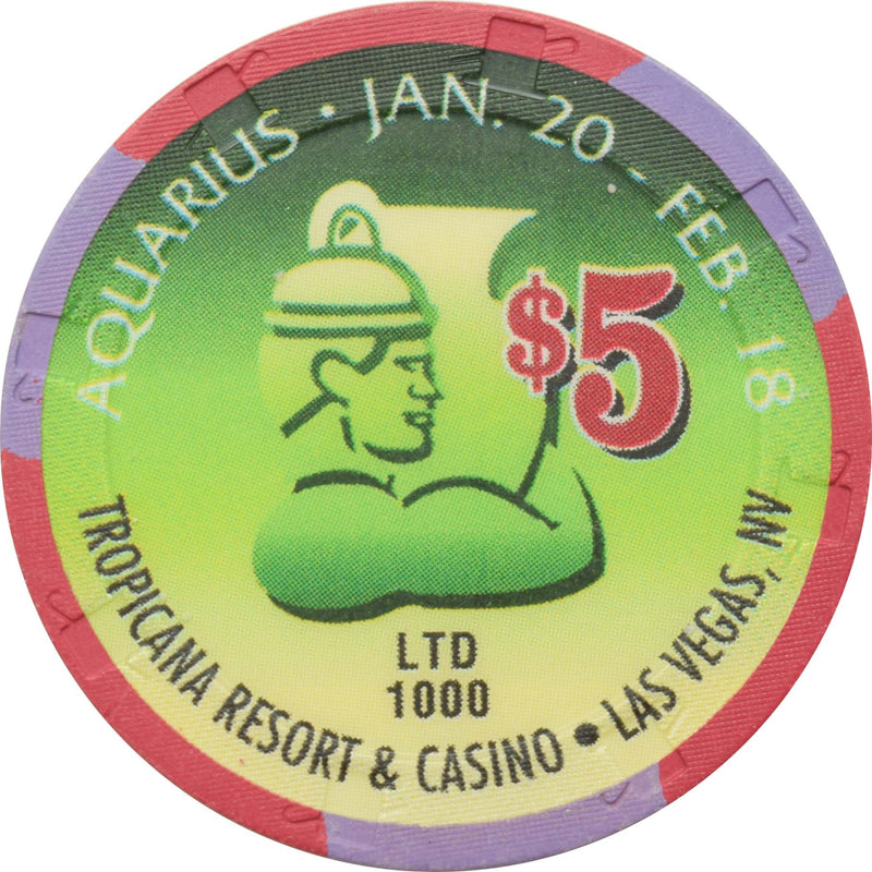 Tropicana Casino Las Vegas Nevada $5 Zodiac Series - Aquarius Chip 1998