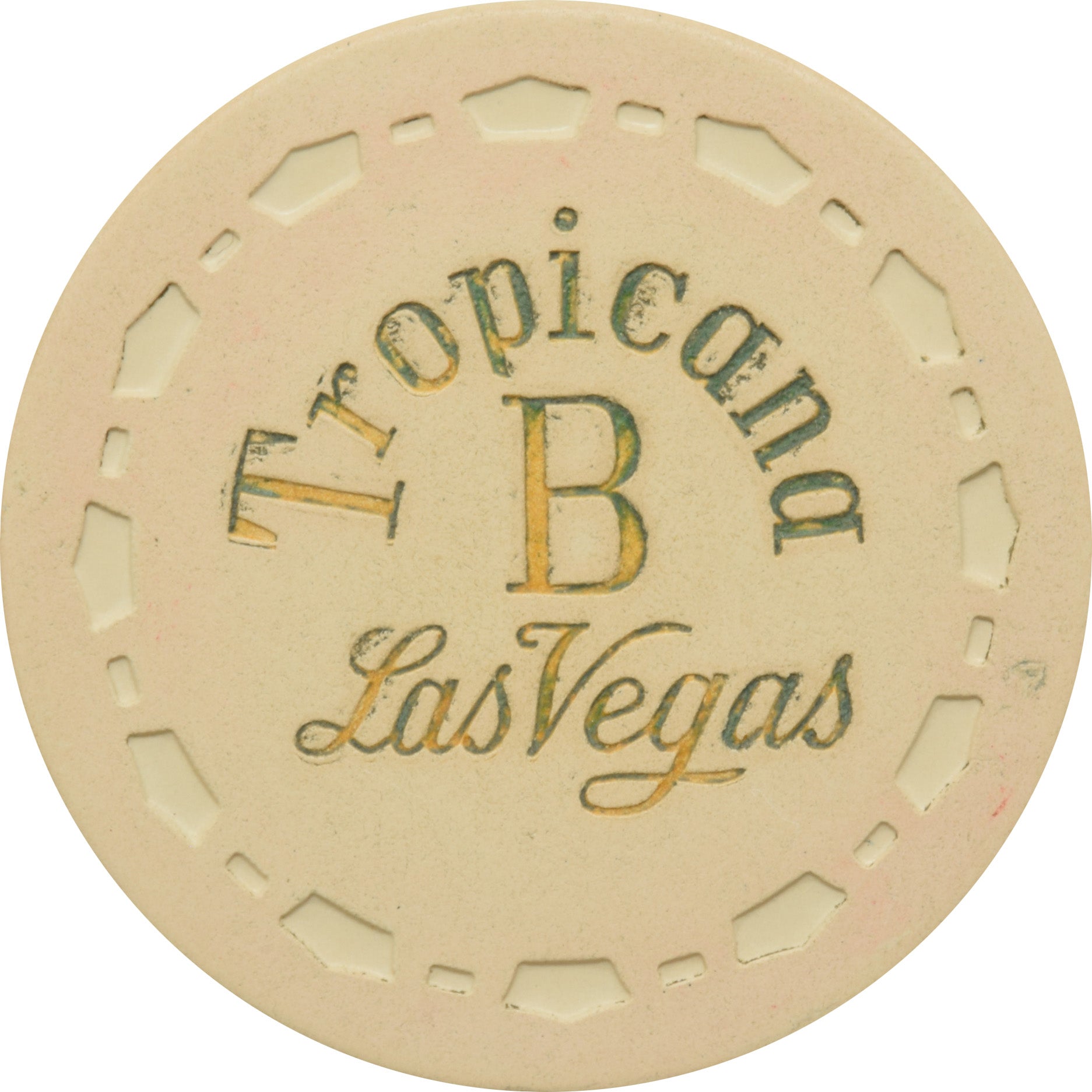 Tropicana Casino Las Vegas Nevada White B Roulette Chip 1957