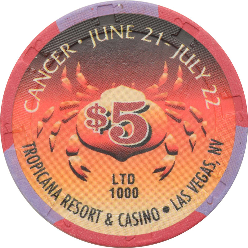 Tropicana Casino Las Vegas Nevada $5 Zodiac Series - Cancer Chip 1998