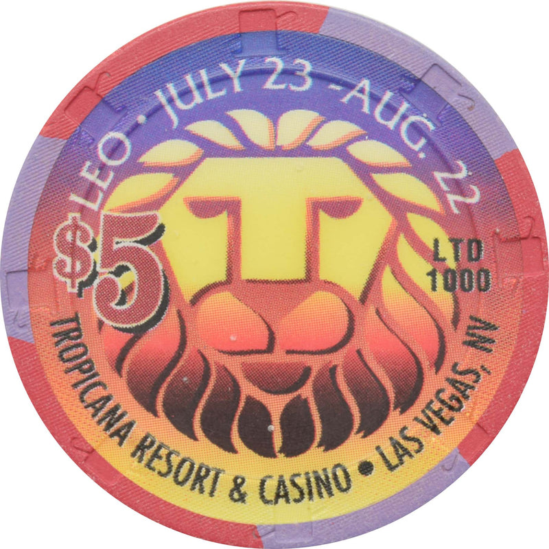 Tropicana Casino Las Vegas Nevada $5 Zodiac Series - Leo Chip 1998