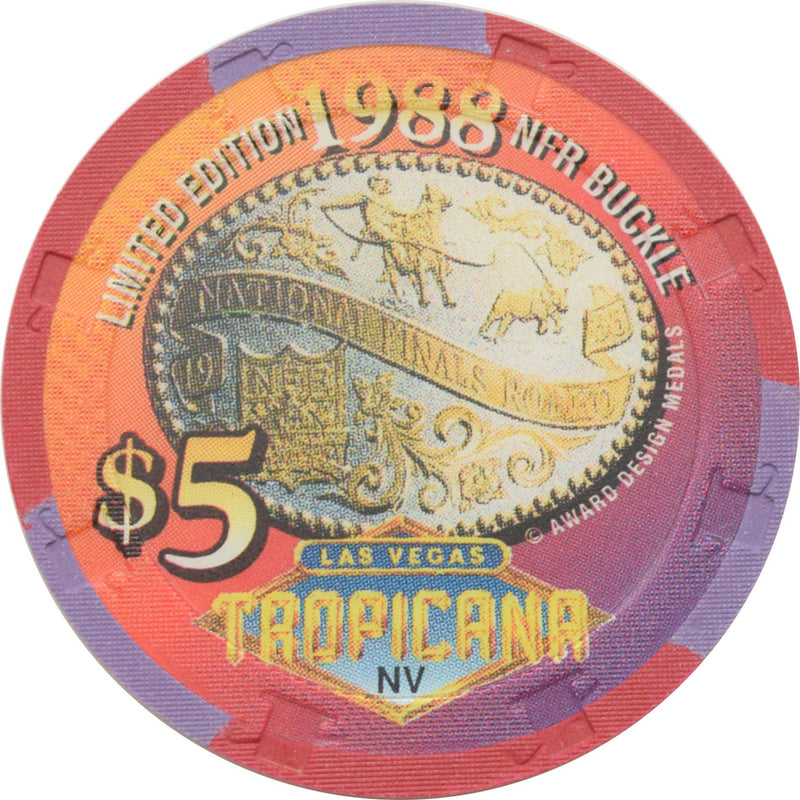 Tropicana Casino Las Vegas Nevada $5 National Finals Rodeo Buckle 1988 Chip 1996