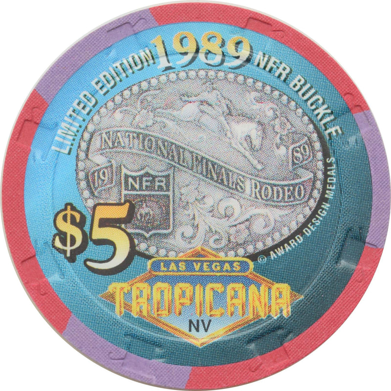 Tropicana Casino Las Vegas Nevada $5 National Finals Rodeo Buckle 1989 Chip 1996