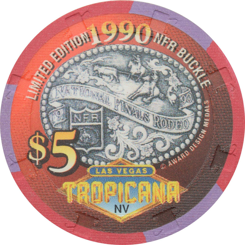 Tropicana Casino Las Vegas Nevada $5 National Finals Rodeo Buckle 1990 Chip 1996